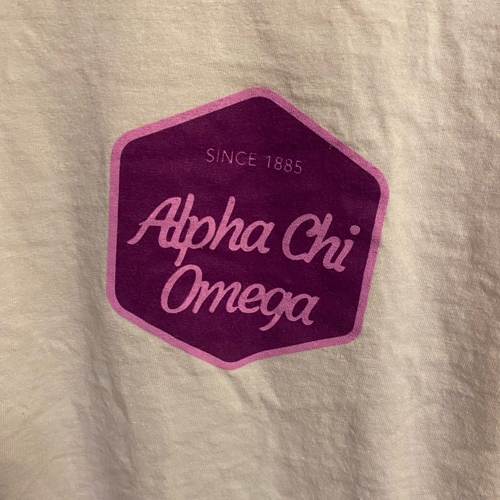 Long sleeve white Alpha Chi Omega Walk a Mile t-shirt - Picture 3 of 6